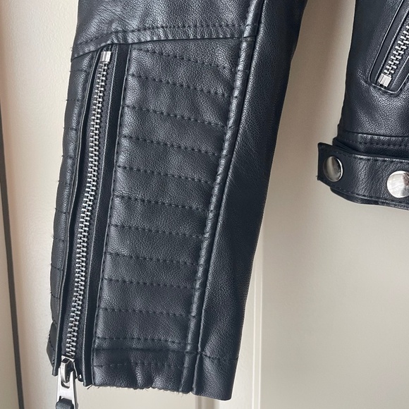 Topshop Black Leather Biker Jacket - Picture 4 of 5